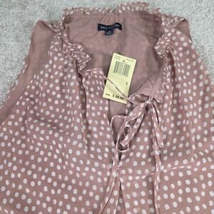 Max Edition Womens Size S Dusty‎ Rose Polka Dot Sleev Less Up Classic Tank Top